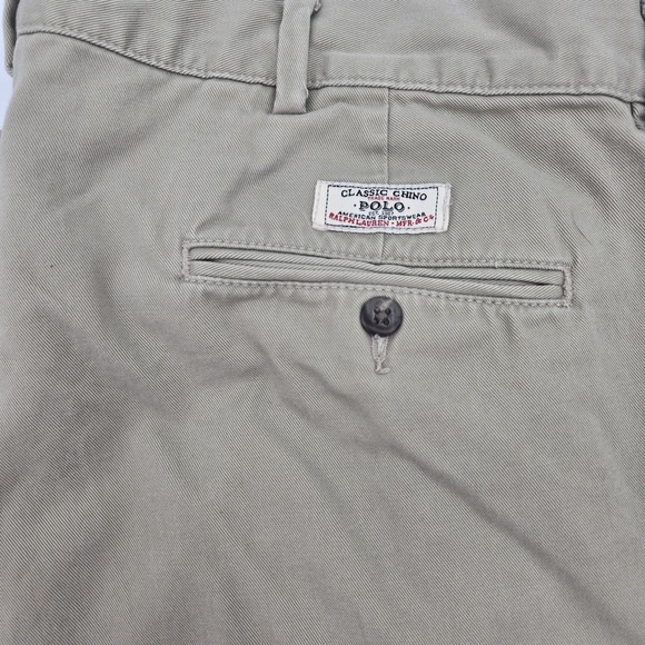 Polo Ralph Lauren Classic Chino‎ Khaki Mens Pants 38x32 Flat Front Cotton - Picture 8 of 10